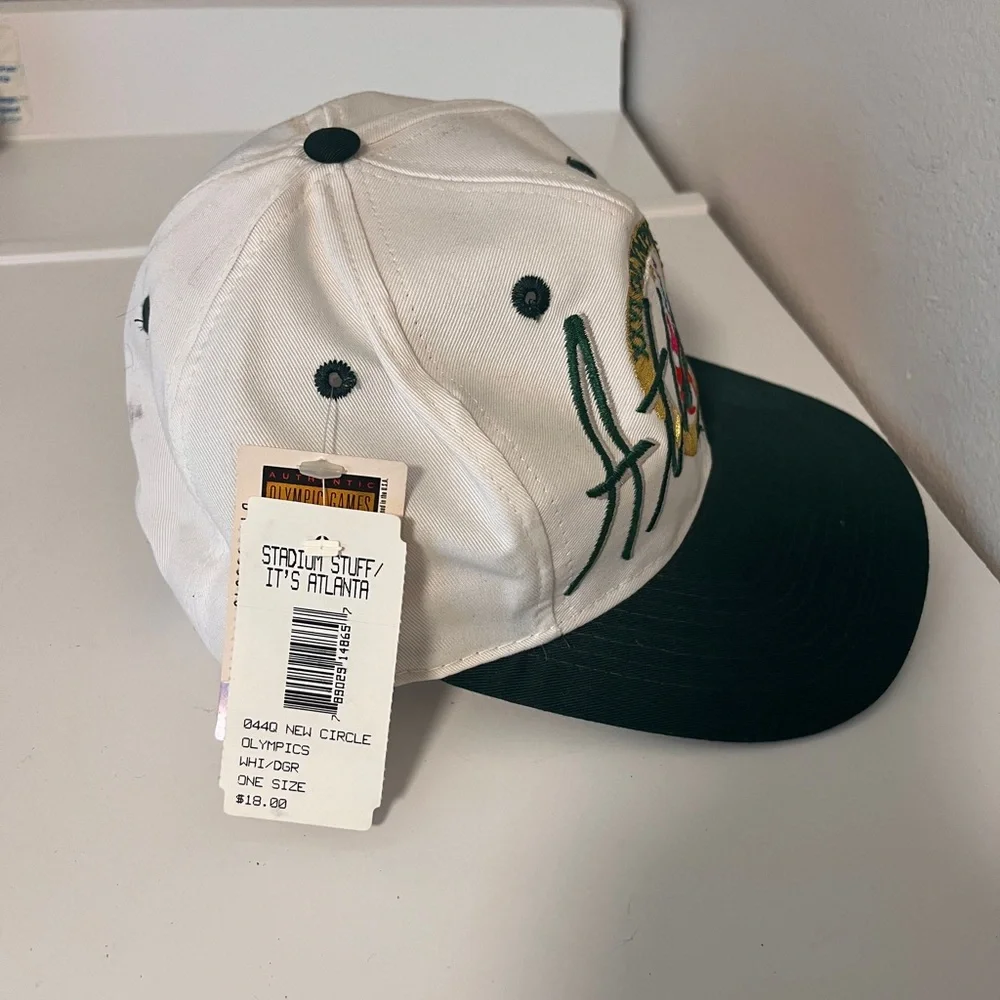 Bug Atlanta 1996 Olympic Games White and Green Snap Back Cap NOS